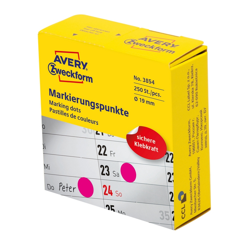 Kółka do zaznaczania 19mm RÓŻOWE 3854 Avery